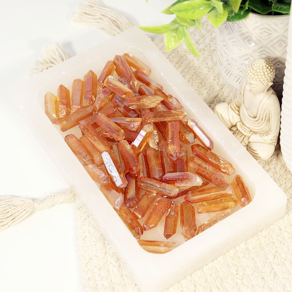 Tangerine Aura Crystal Quartz Points