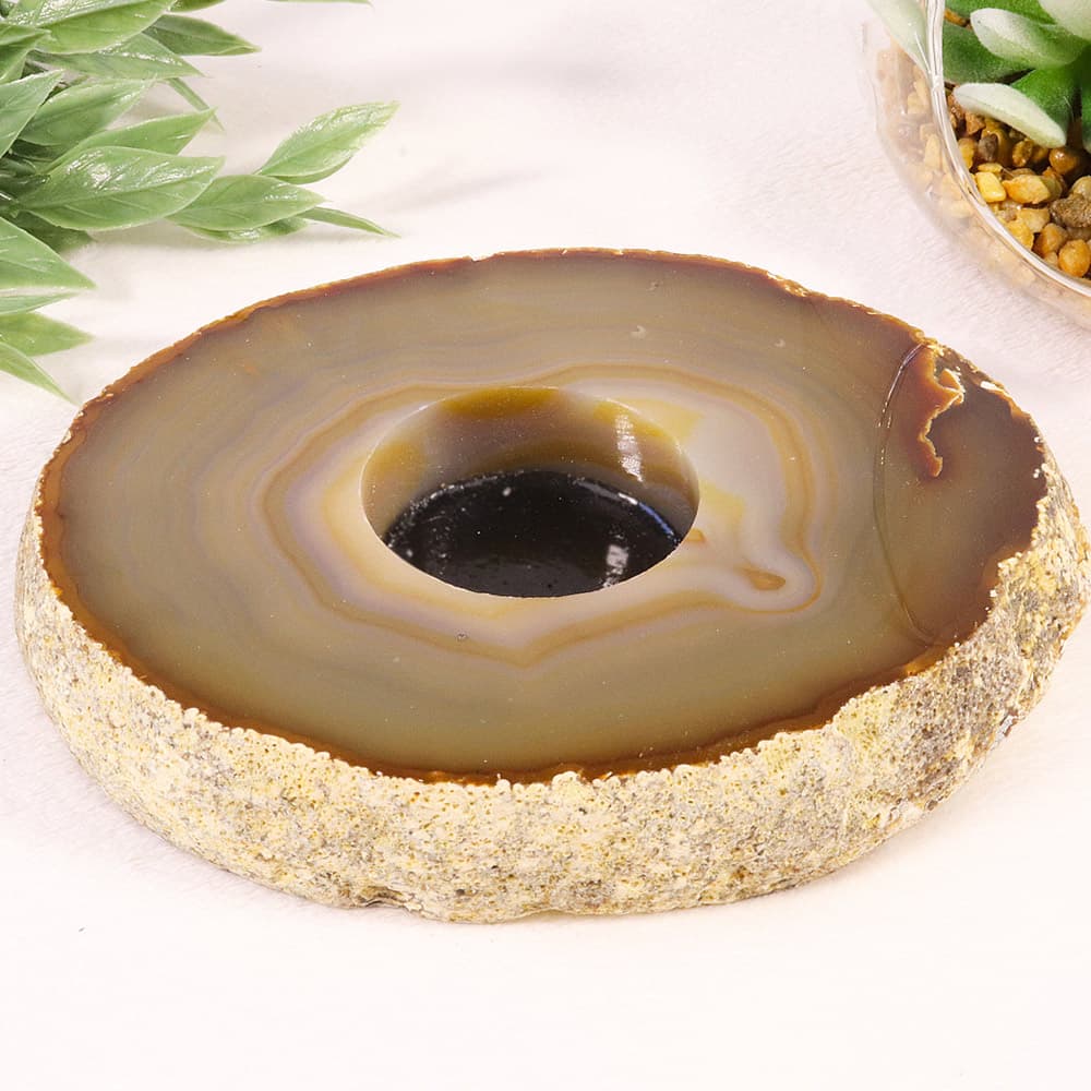 Natural Agate Sliced Candle Holder