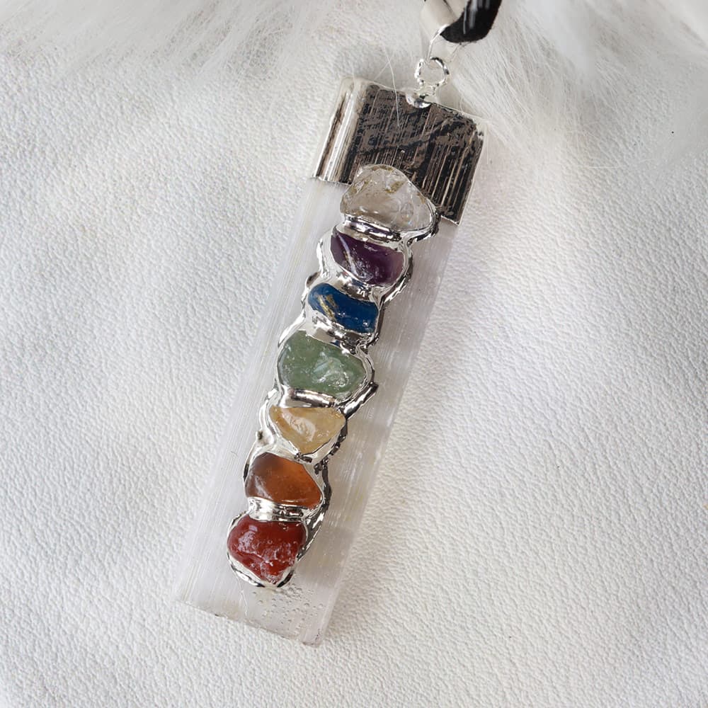 Selenite with Chakra Pendant