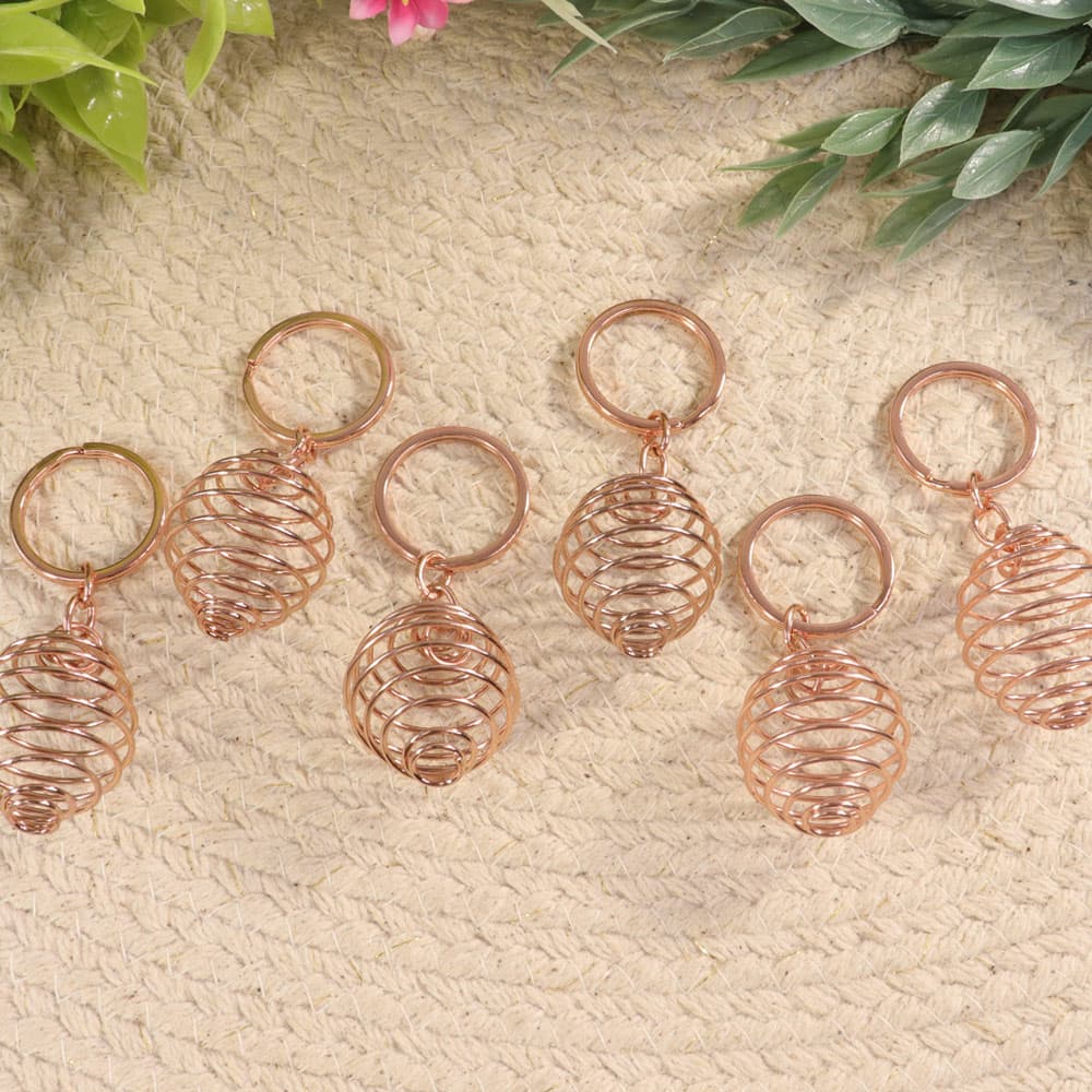 Gold Spiral Cage Keychains [Set of 6]