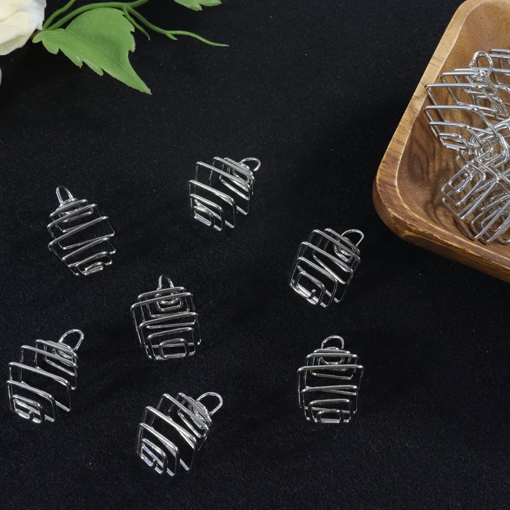CS3S - Silver Square Shaped Cages [Set of 20]