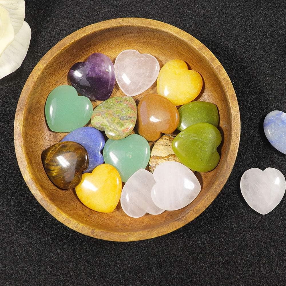 Assorted Flat Gem Heart Stones