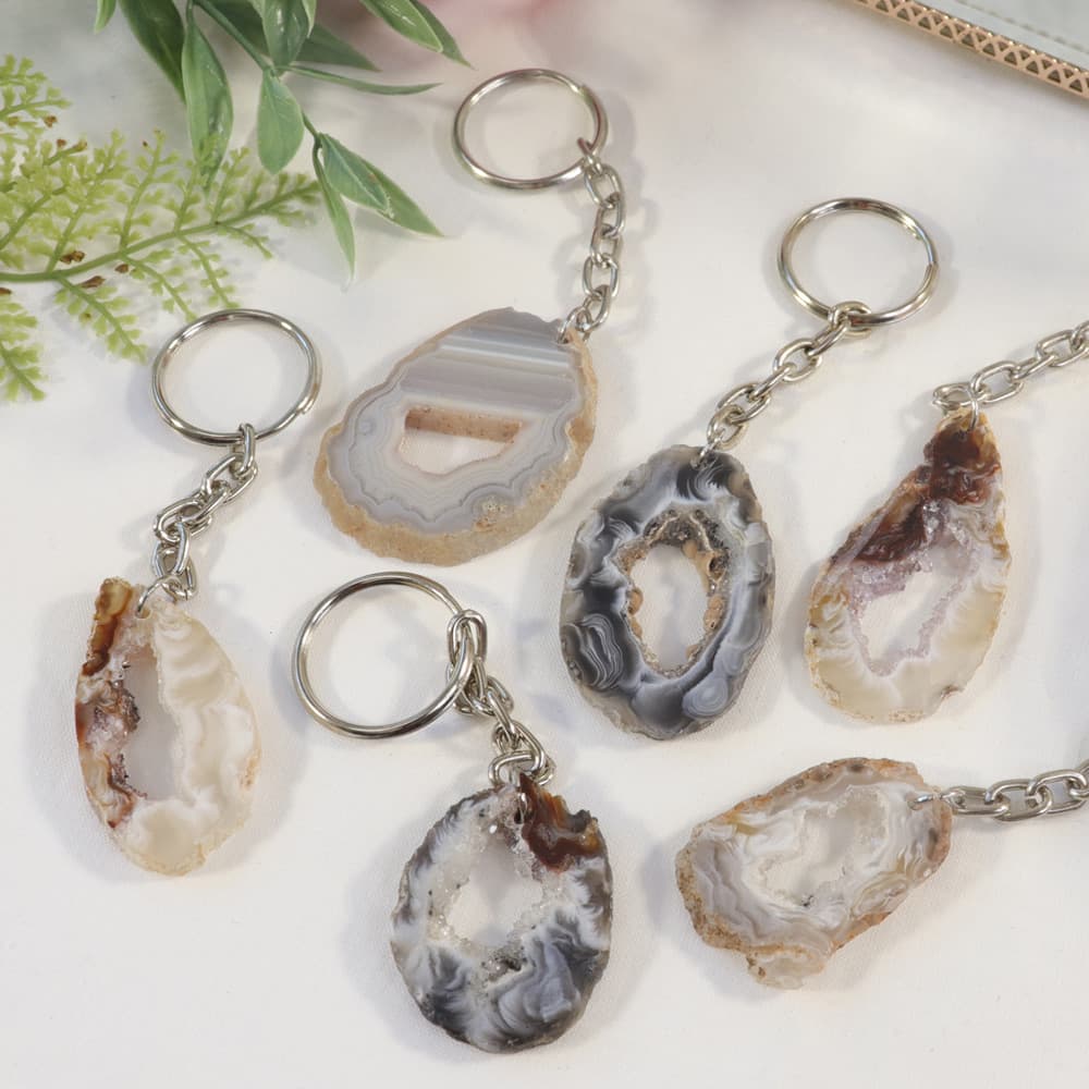 Agate Geode Sliced Keychains (Set of 10)