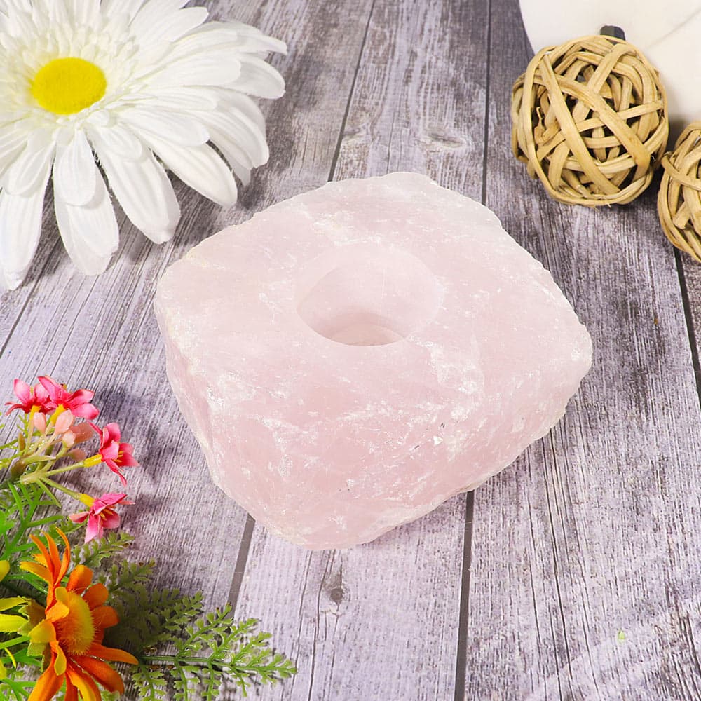 Rose Quartz Candle Holder