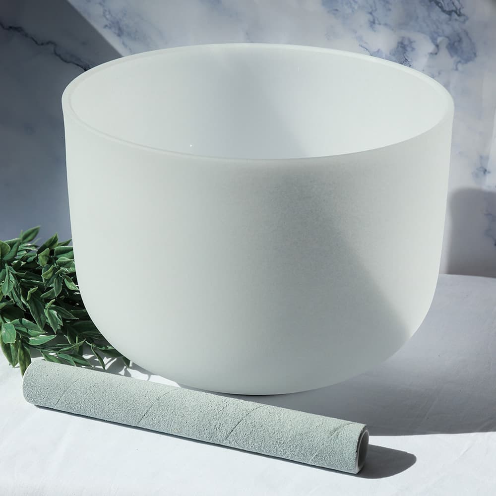 Throat Chakra Frosted Quartz Crystal Singing Bowl