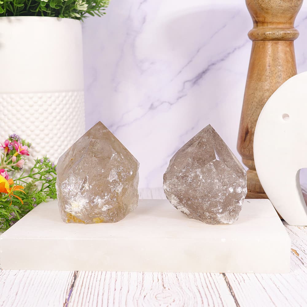 Smoky Quartz Points Base Cut