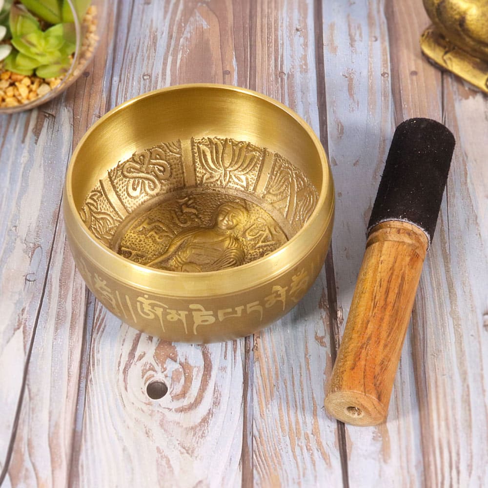 Single Buddha Script Singing Bowl