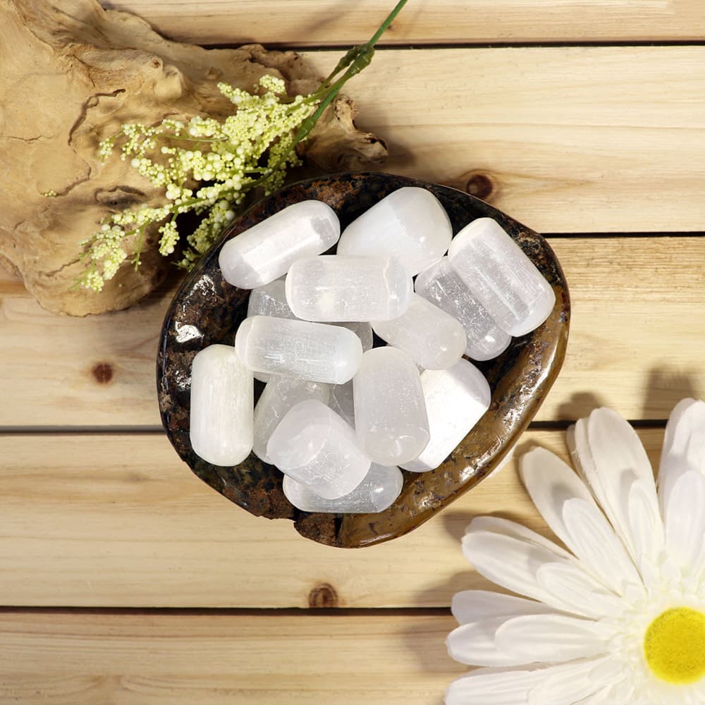 White Selenite Tumbled Stones (1 lb)