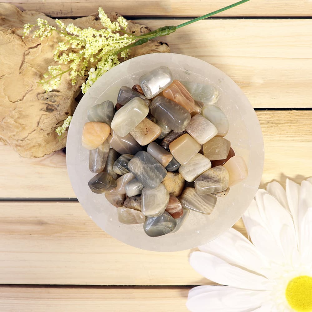 White Moonstone Tumbled Stones (1 lb)