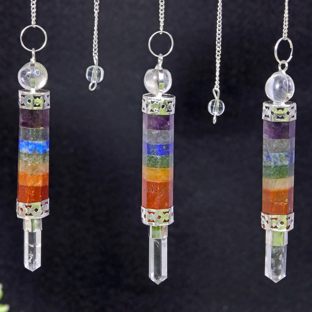 Chakra Bonded Pendulum with Clear Quartz Point