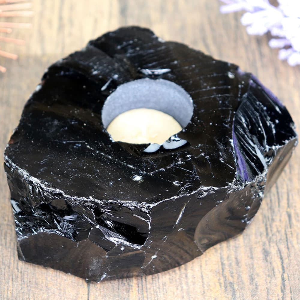 Black Obsidian Candle Holder