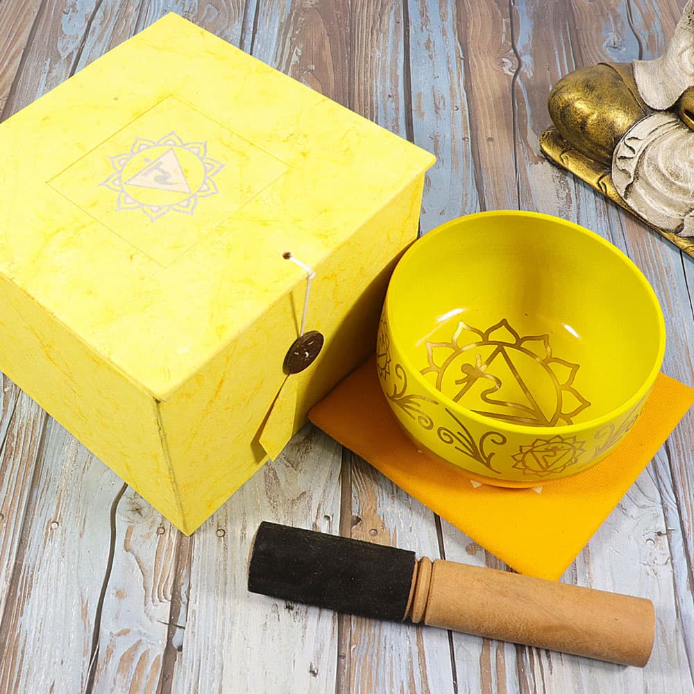 Solar Plexus Yellow Chakra Singing Bowl Gift Set (Medium)