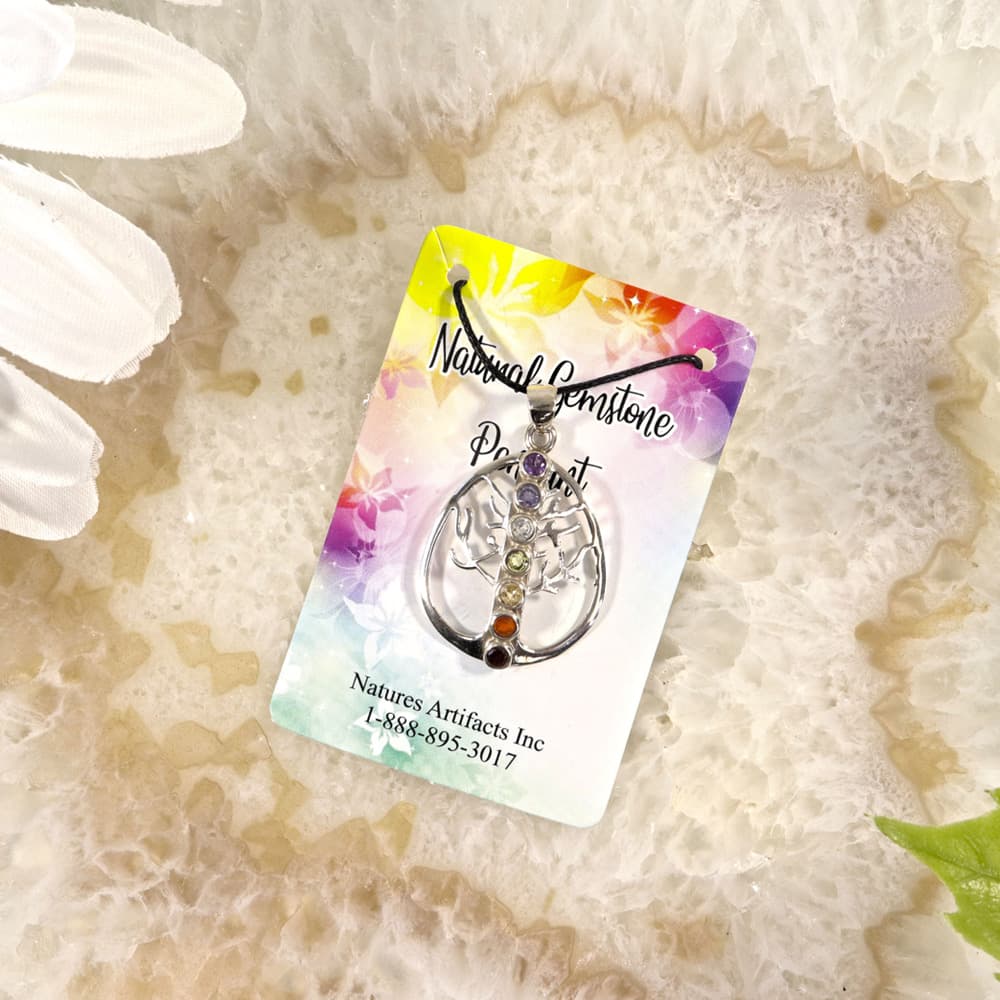 Sterling Silver Chakra Tree of Life Pendant