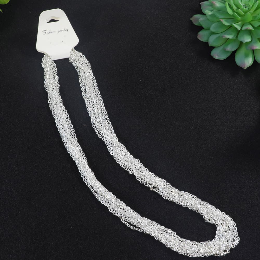 Rhodium chains in Silver (Pack of 12)