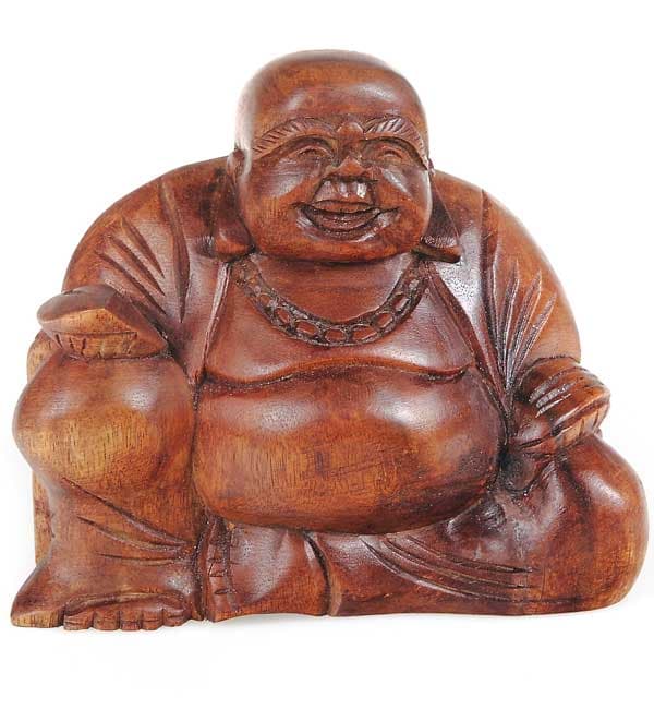 Wooden Happy Buddha