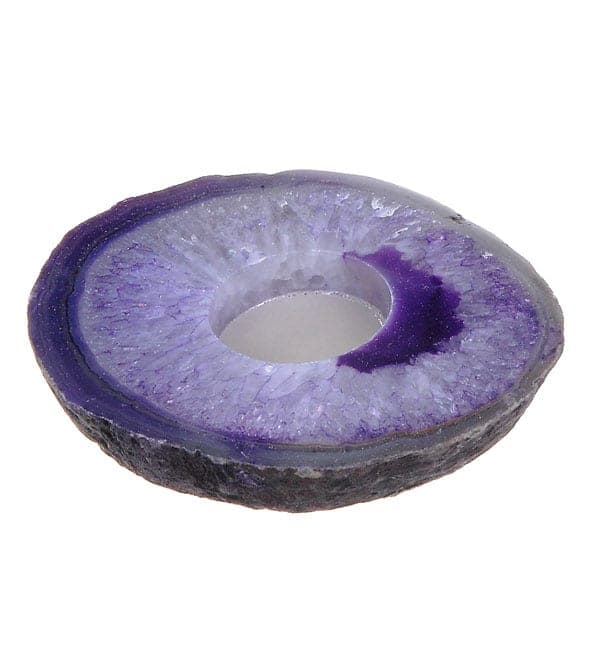 Agate Sliced Purple Candle Holder