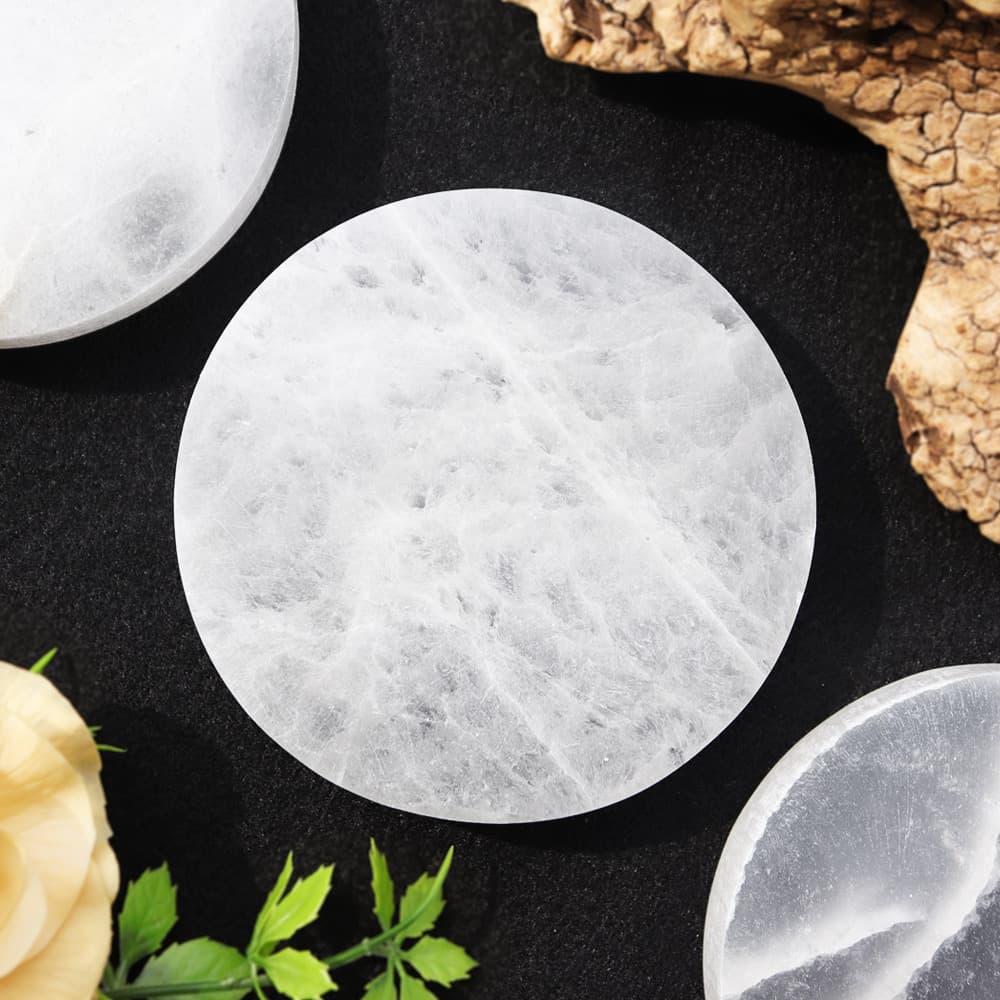 Selenite Round Charging Plate
