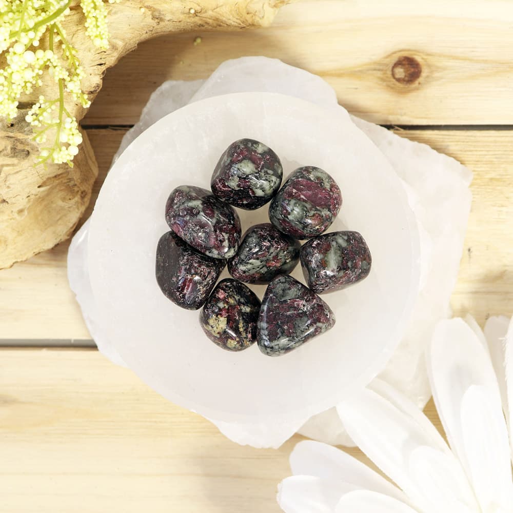 1/4 lb Eudialyte Tumbled Stones, Fluorescent under UV