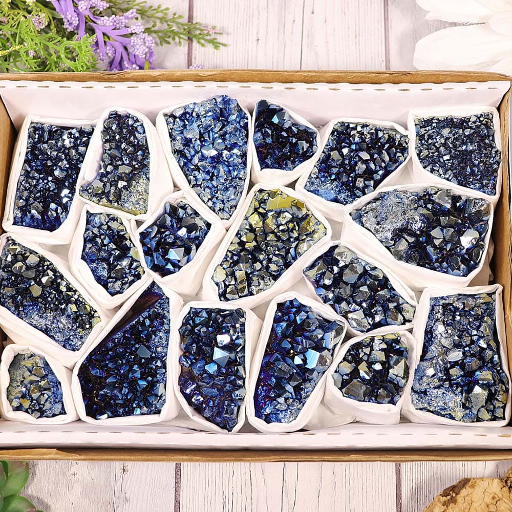 Titanium Blue Amethyst Clusters Flat