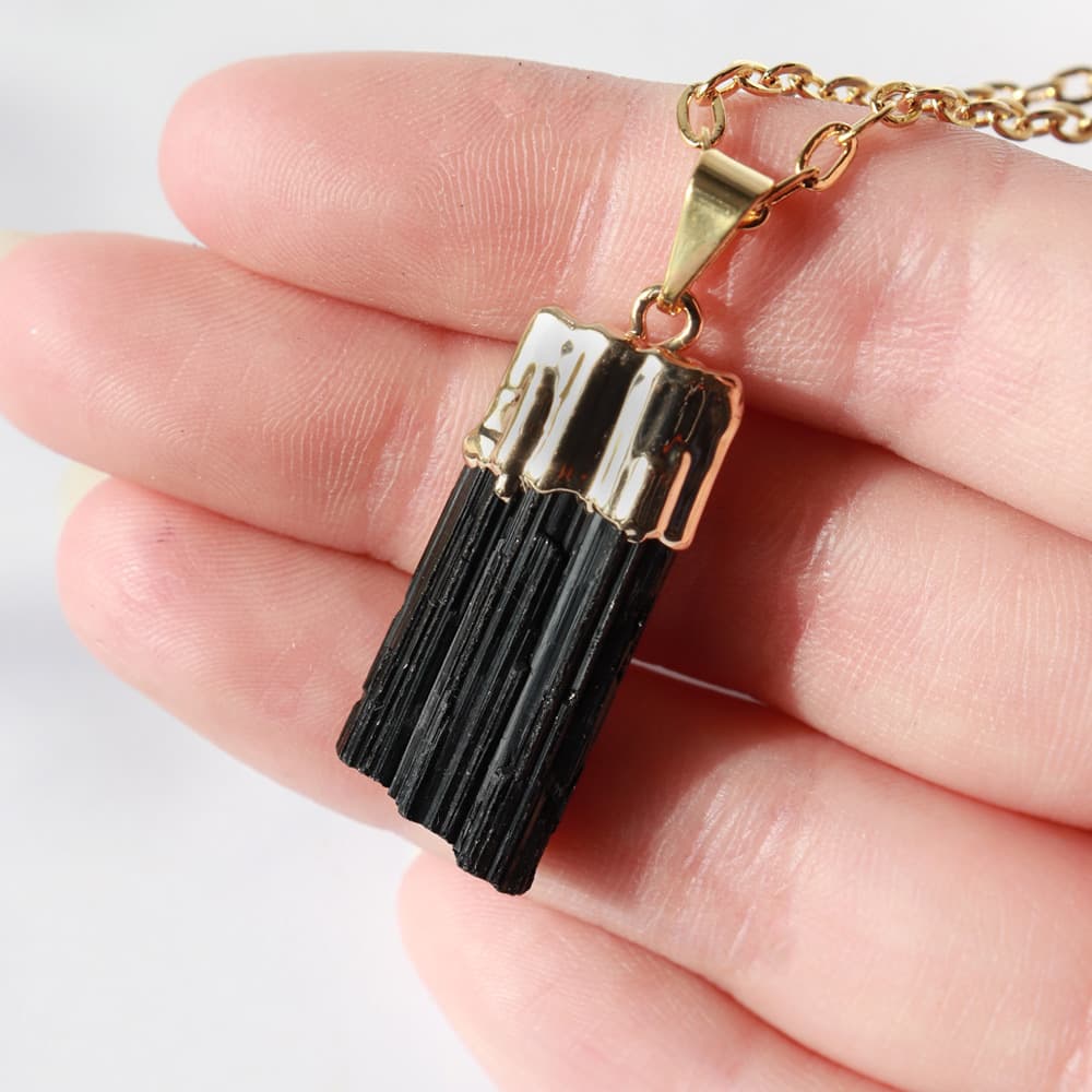 Black Tourmaline Pendant (Gold Plated)