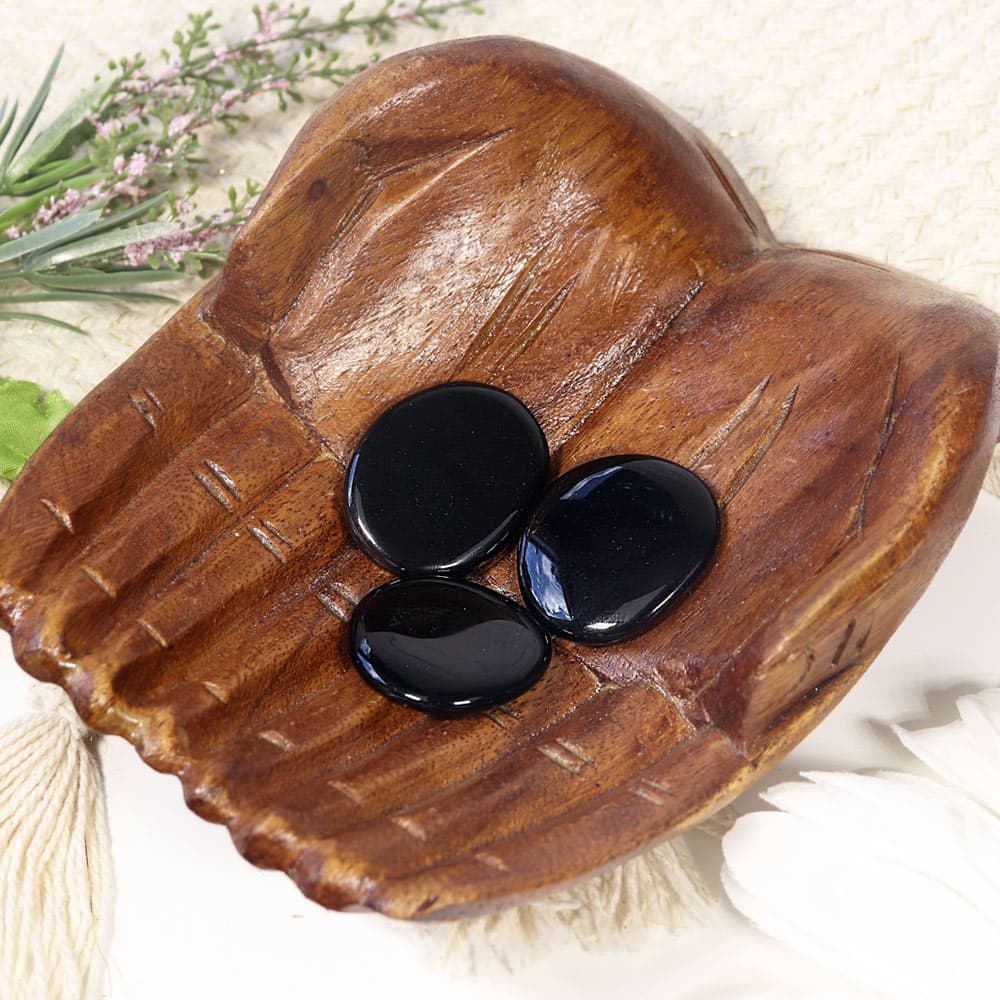 Black Obsidian Palm Stone