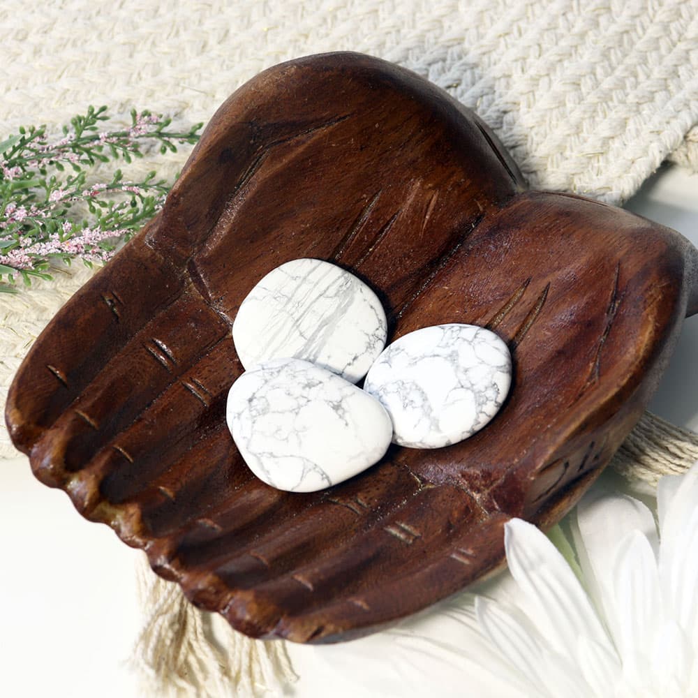 Howlite White Palm Stone