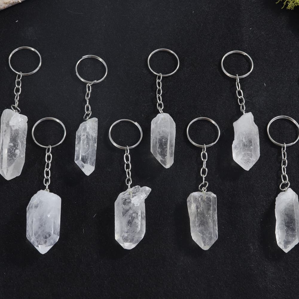 Clear Quartz Point Keychains (Set of 10)