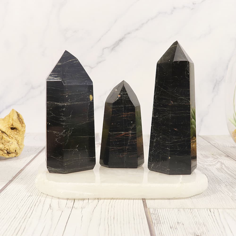 Polished Tourmaline Point with Hematite [Sold/lb]
