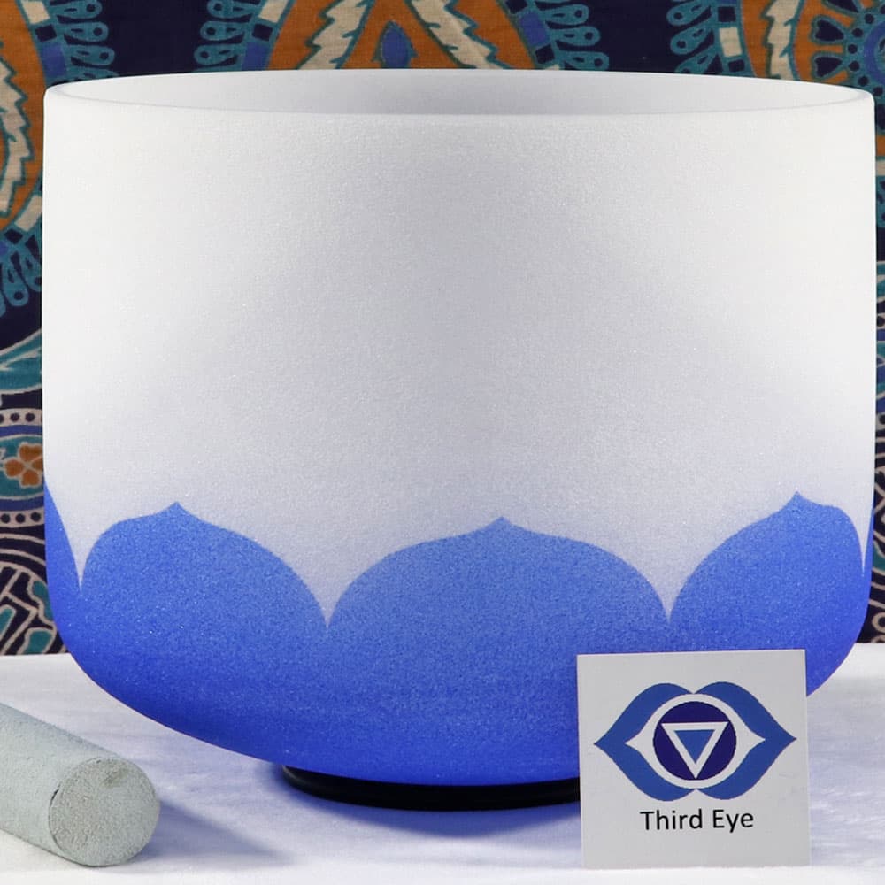 Third Eye Colored Frosted Quartz Crystal Singing Bowl