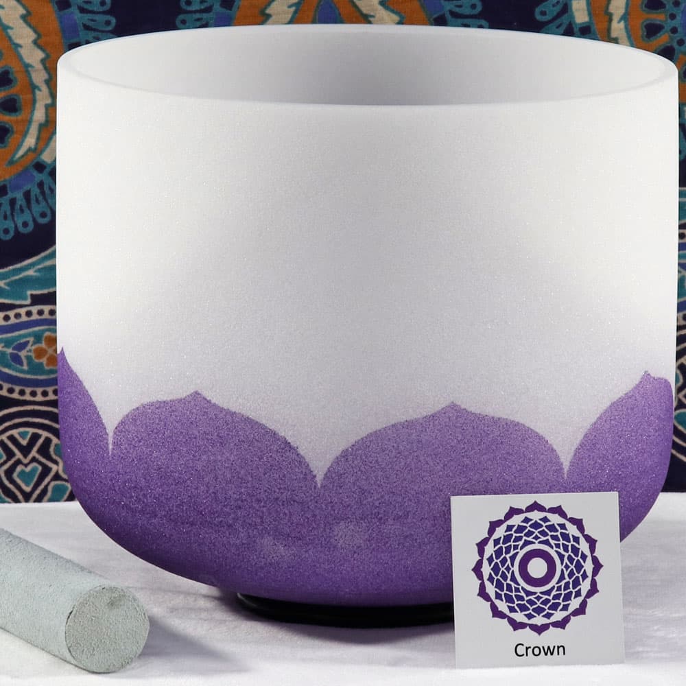 Crown Colored Frosted Quartz Crystal Singing Bowl