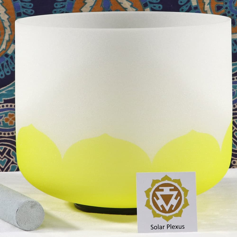 Solar Plexus Colored Frosted Quartz Crystal Singing Bowl