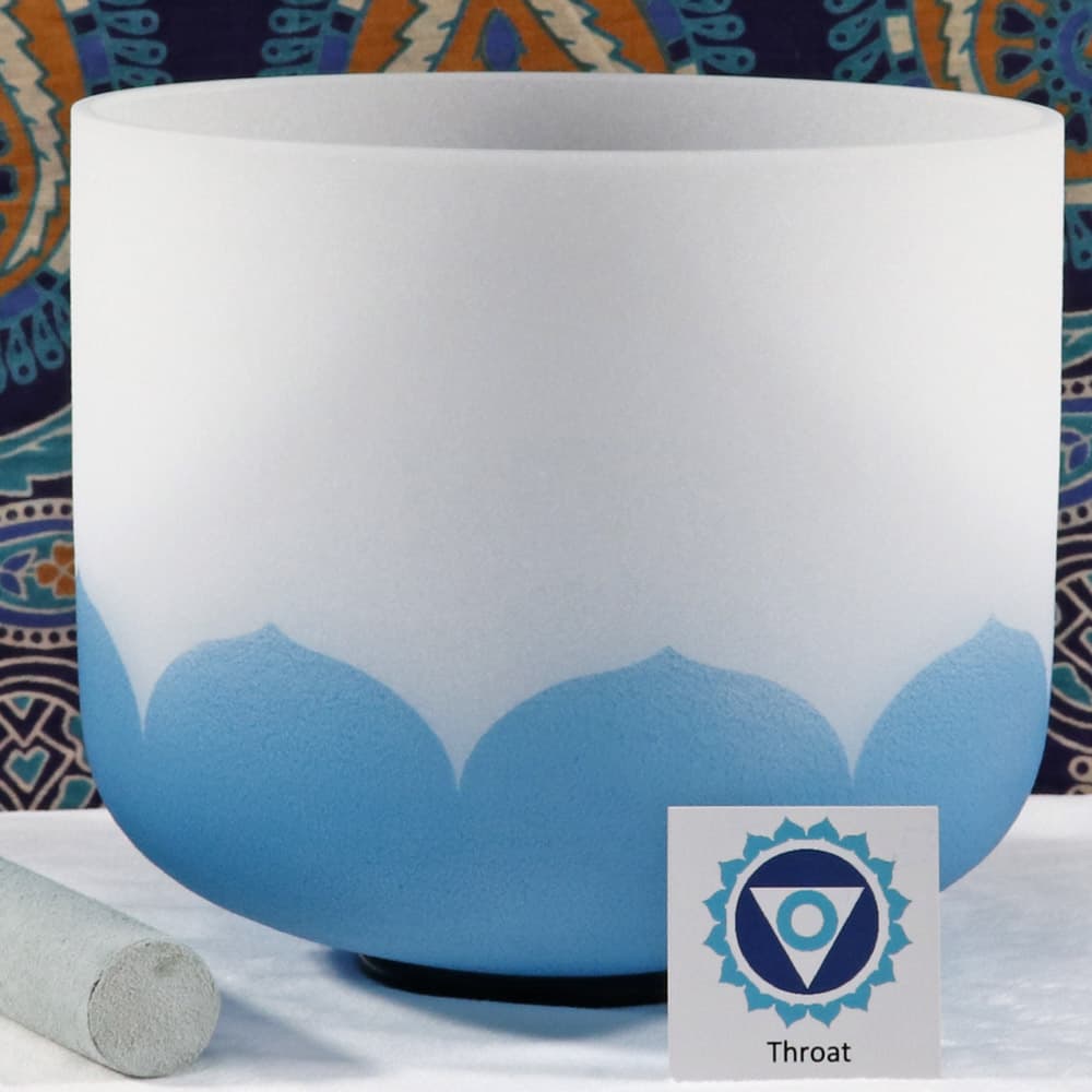 Throat Colored Frosted Quartz Crystal Singing Bowl