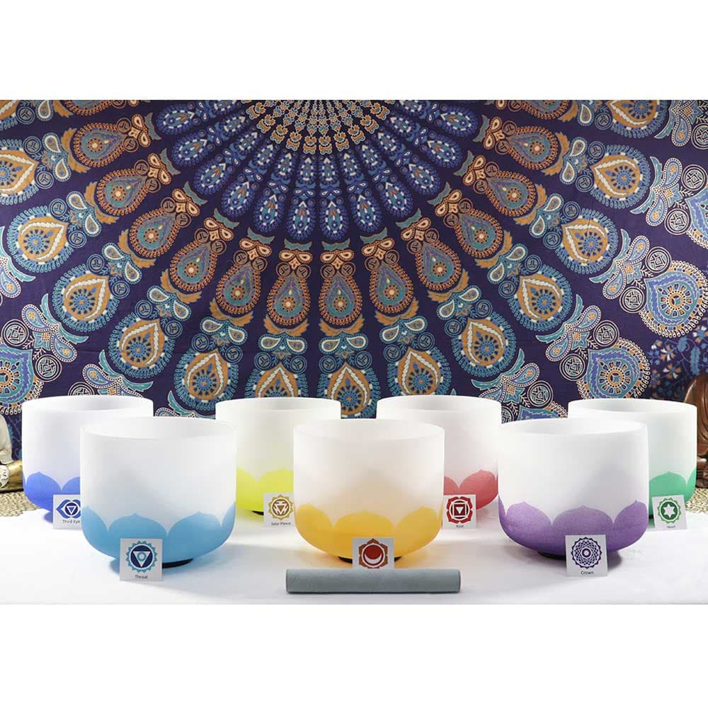Colored Chakra Crystal Singing Bowl Set (8-14 inches)