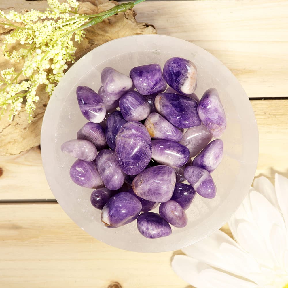 Chevron Amethyst Tumbled Stones (1 lb)