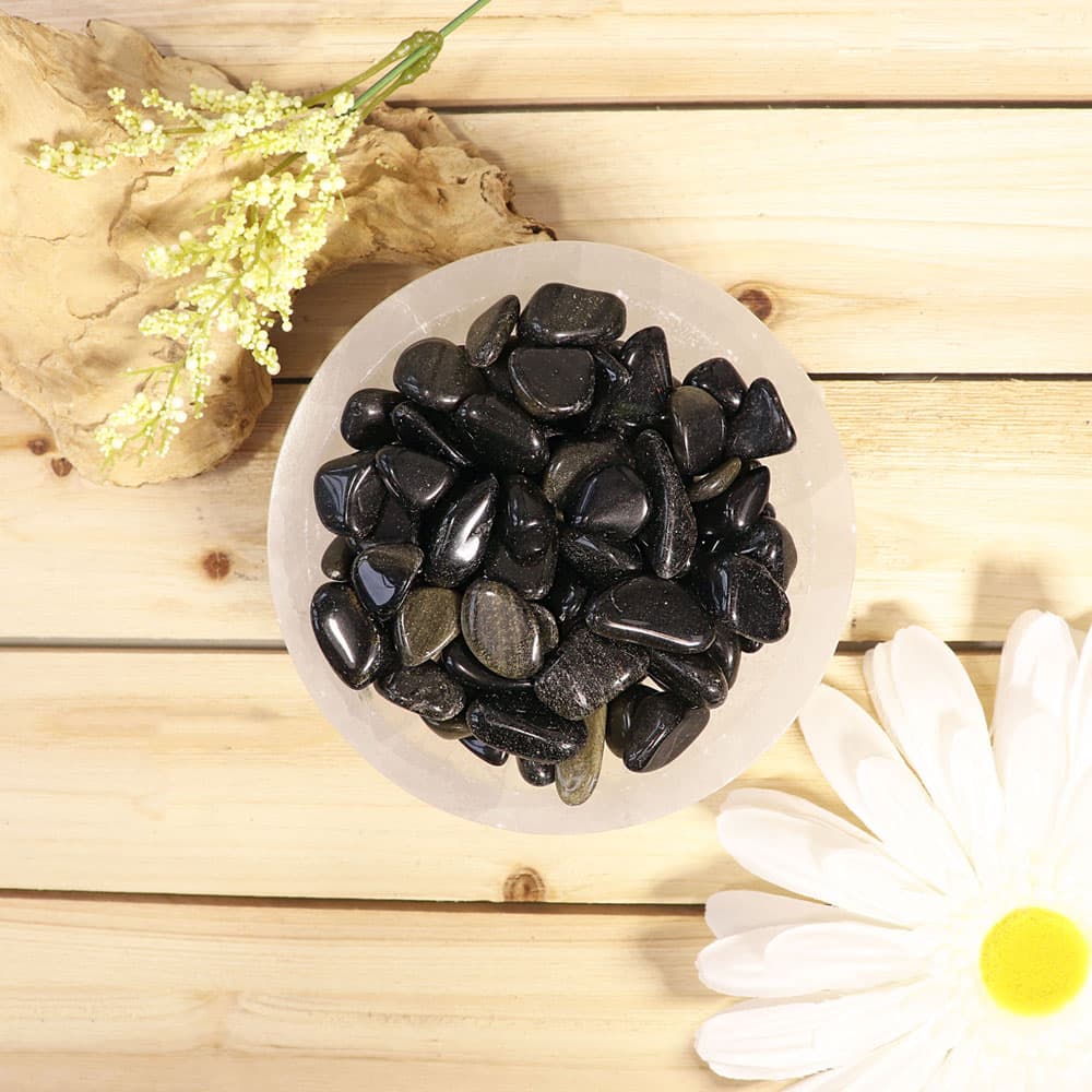 Golden Sheen Obsidian Tumbled Stones (1 lb)