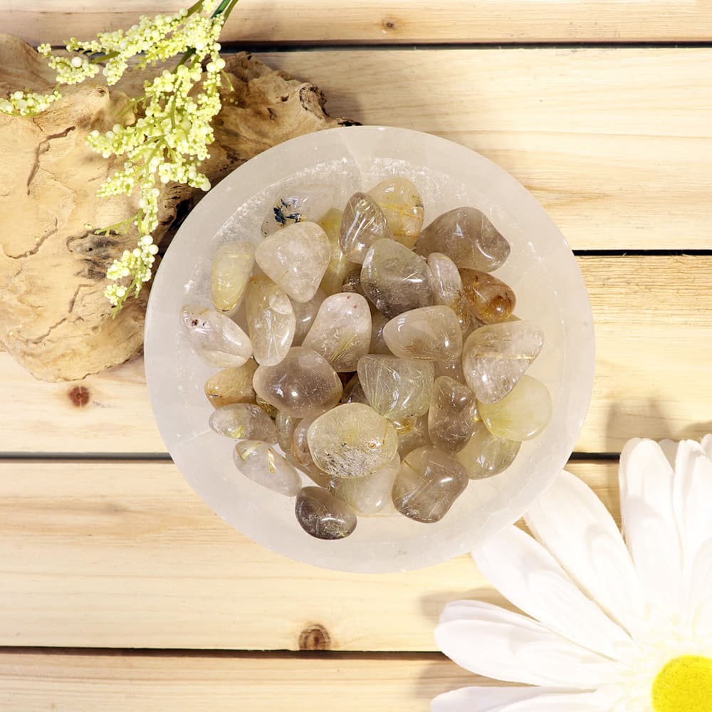 Rutilated Quartz Tumbled Stones (1 lb)