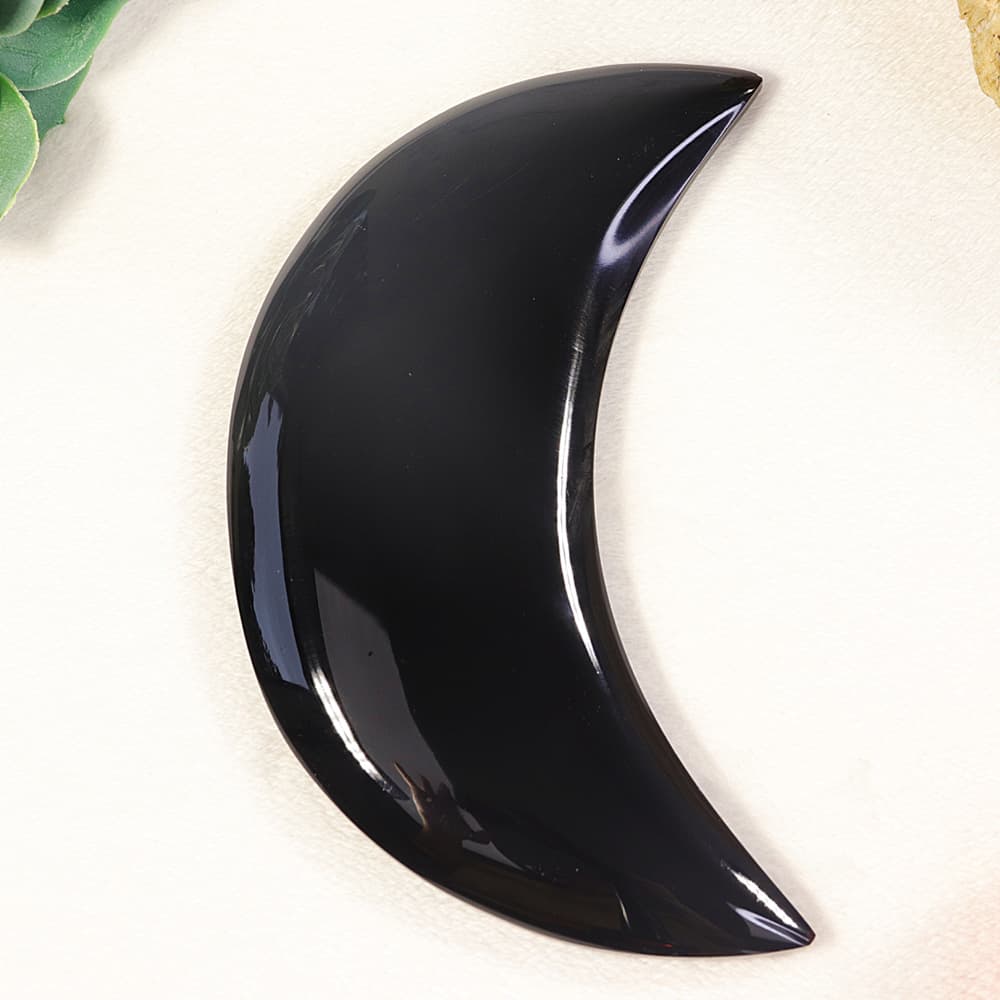 Black Obsidian Crescent Moon