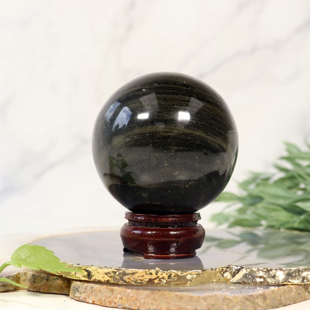 Golden Sheen Obsidian Sphere