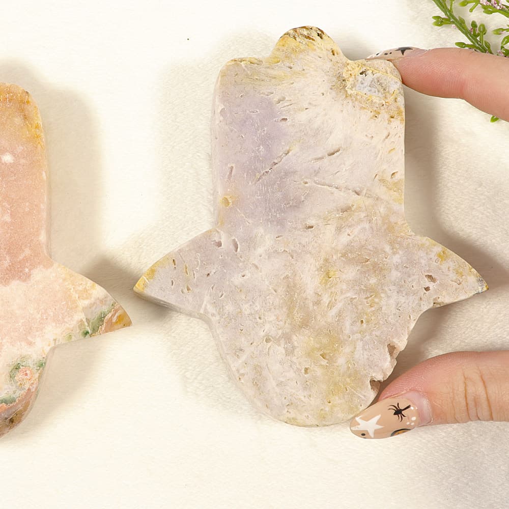 Pink Amethyst Hamsa Hand