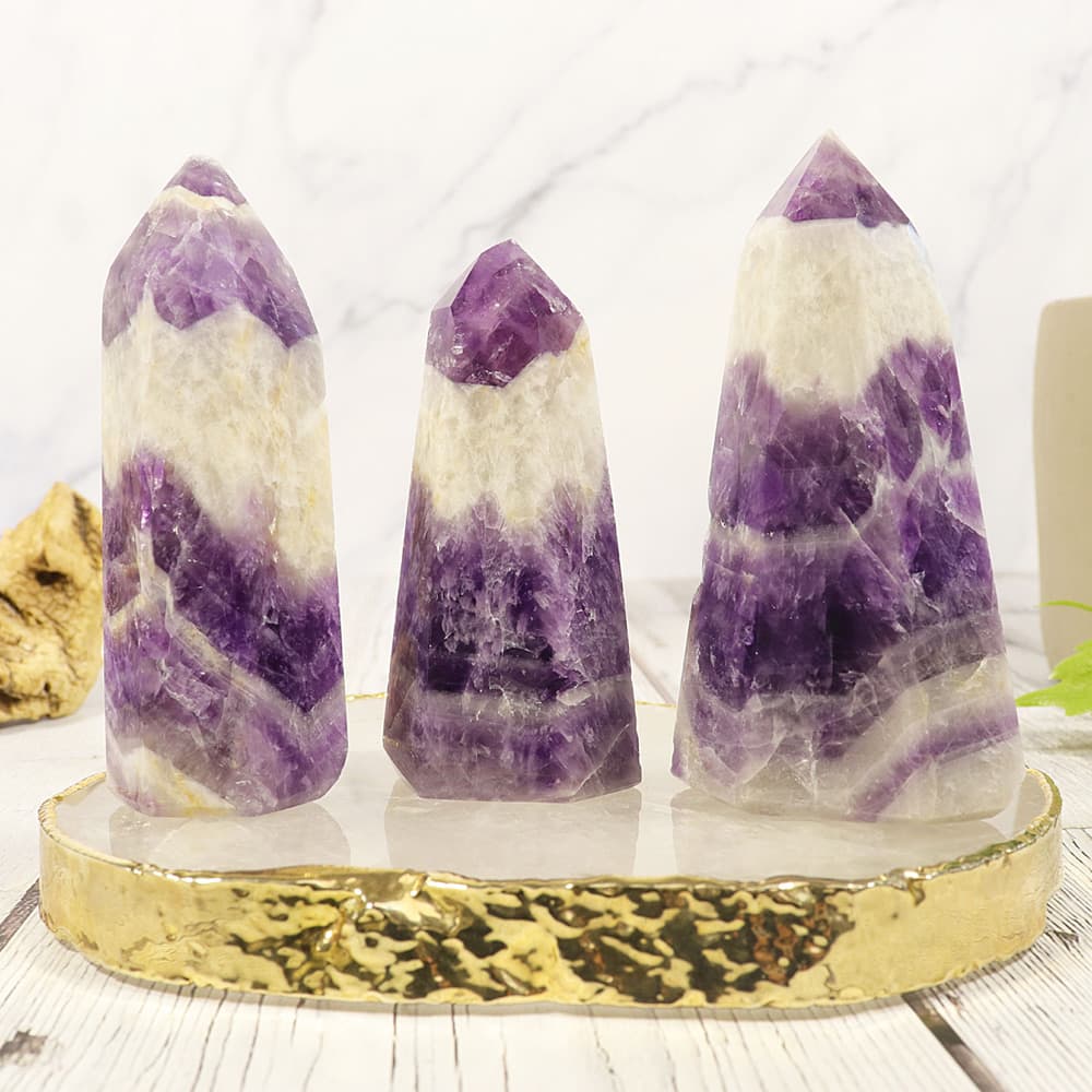 Amethyst Chevron Polished Points (Sold/lb)