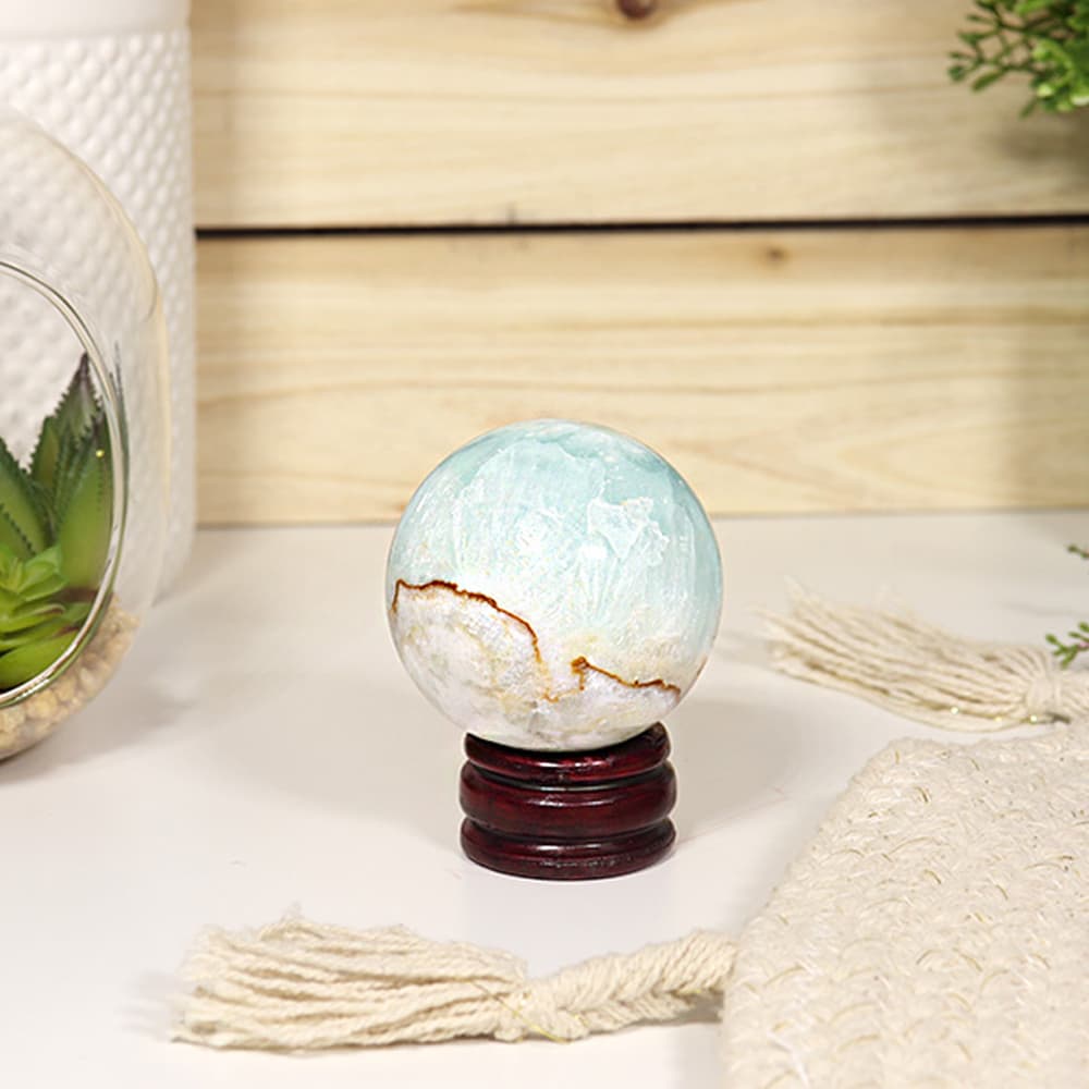 Caribbean Blue Calcite Sphere (Medium)