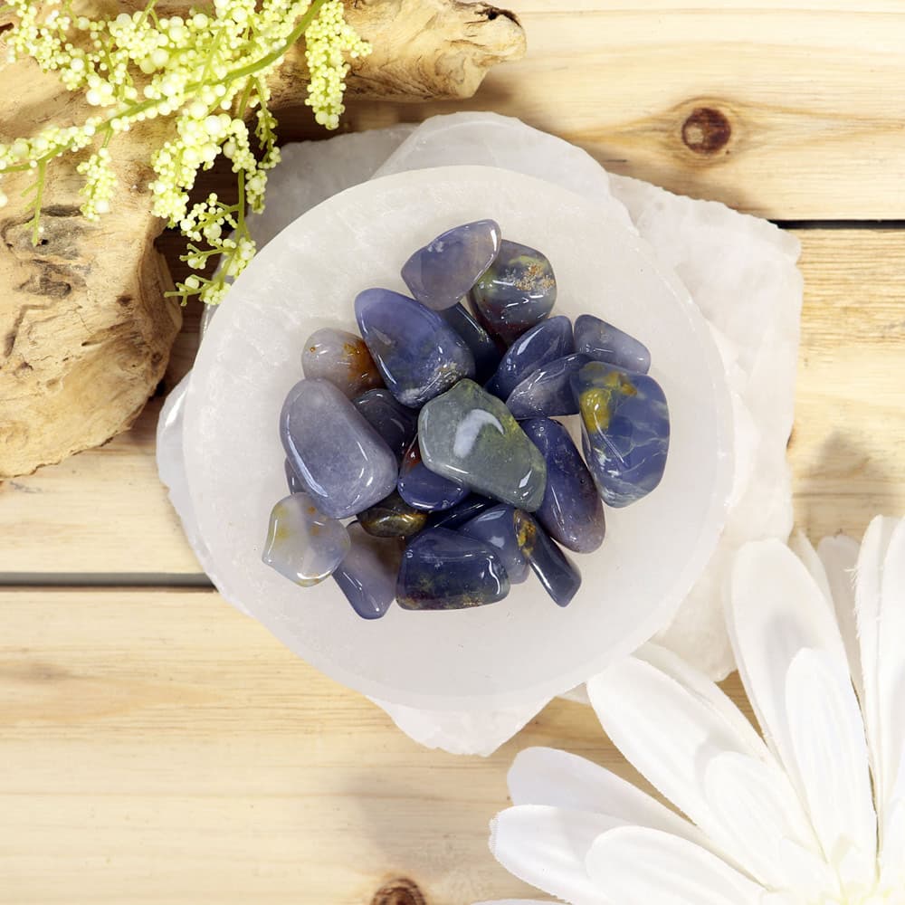 1/4 lb Blue Chalcedony Tumbled Stones