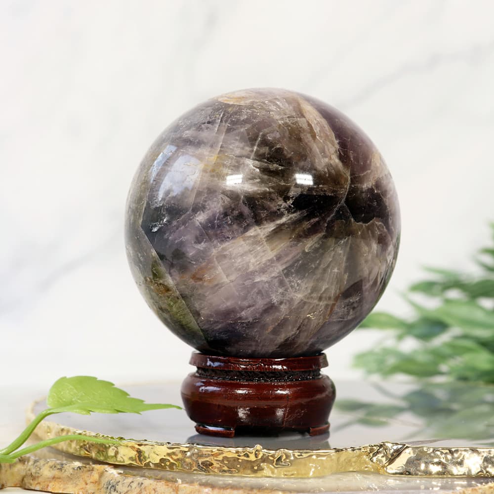 Amethyst Sphere with Smoky Phantom (Sold/lb)