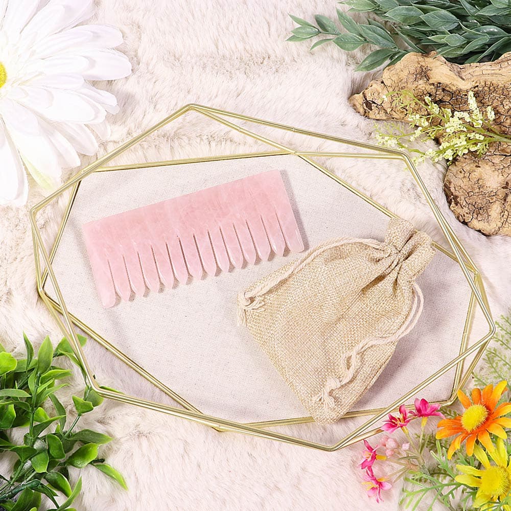 Rose Quartz Crystal Energy Comb (Medium)
