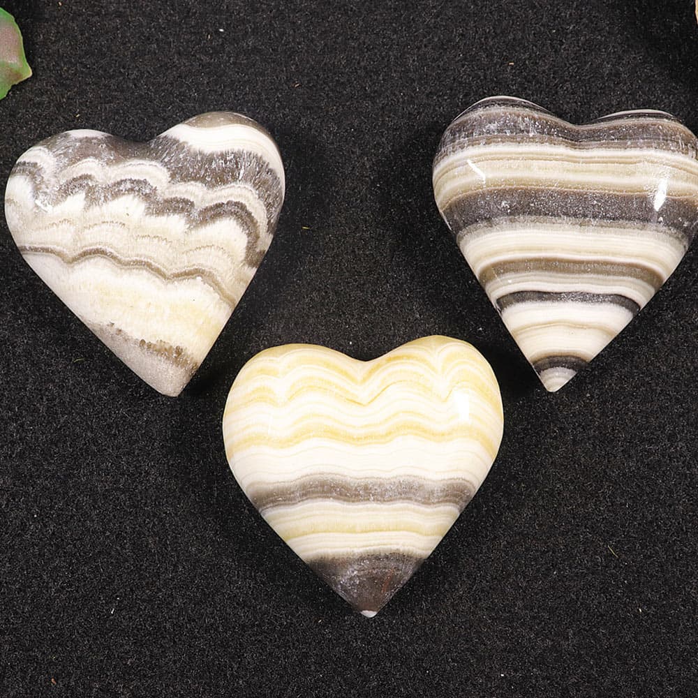 Polished Zebra Onyx Puffy Heart