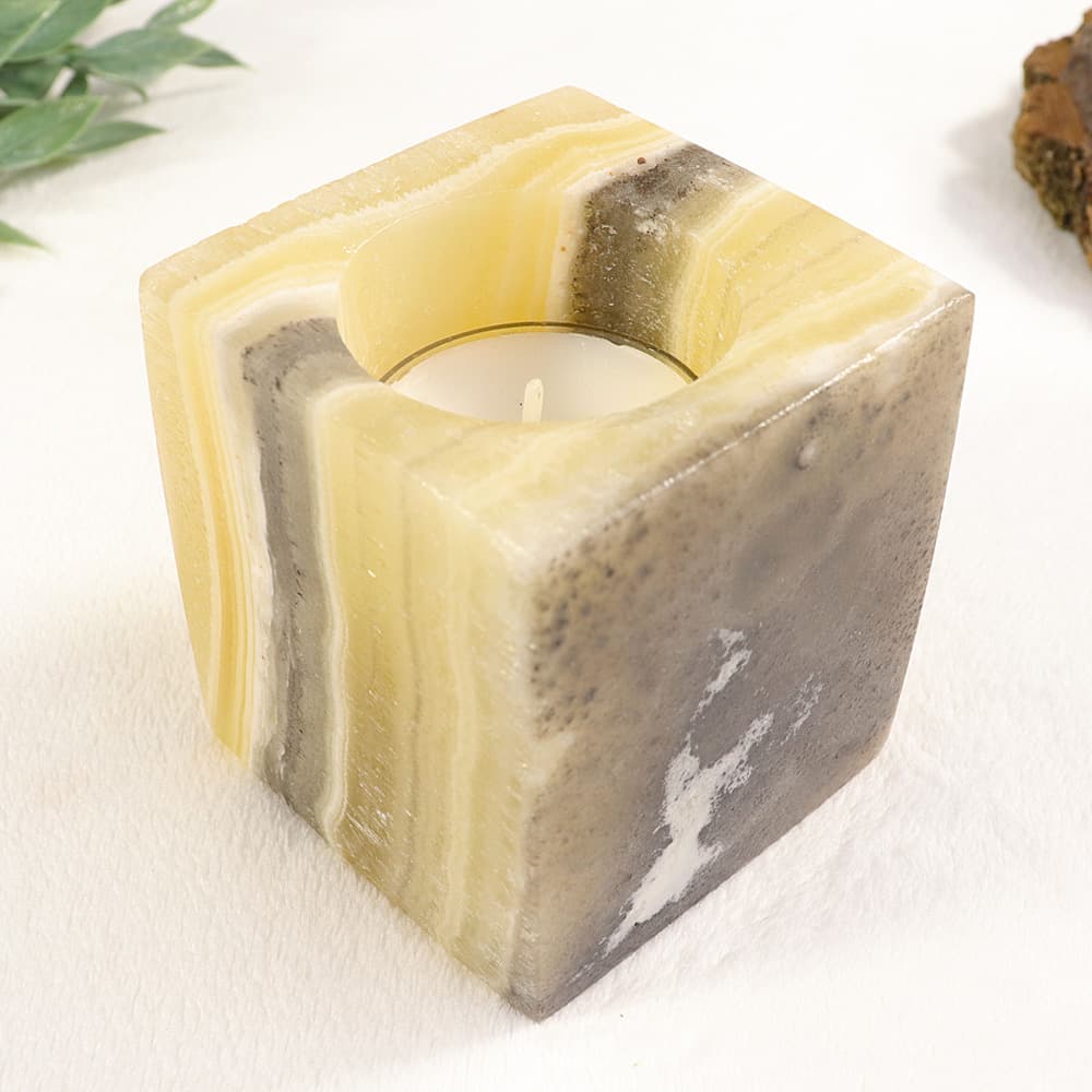 Zebra Phantom Calcite Candle Holder