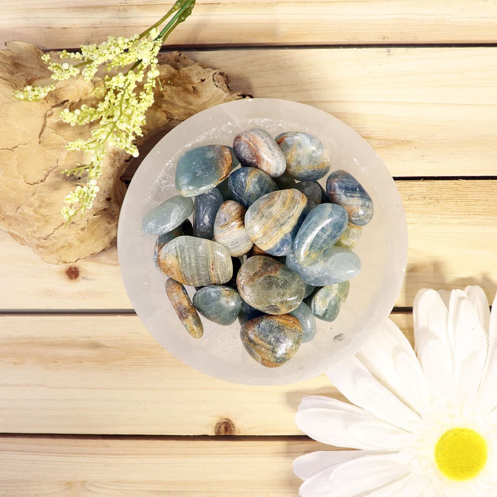 Aquatine Blue Calcite Tumbled Stones (1 lb)