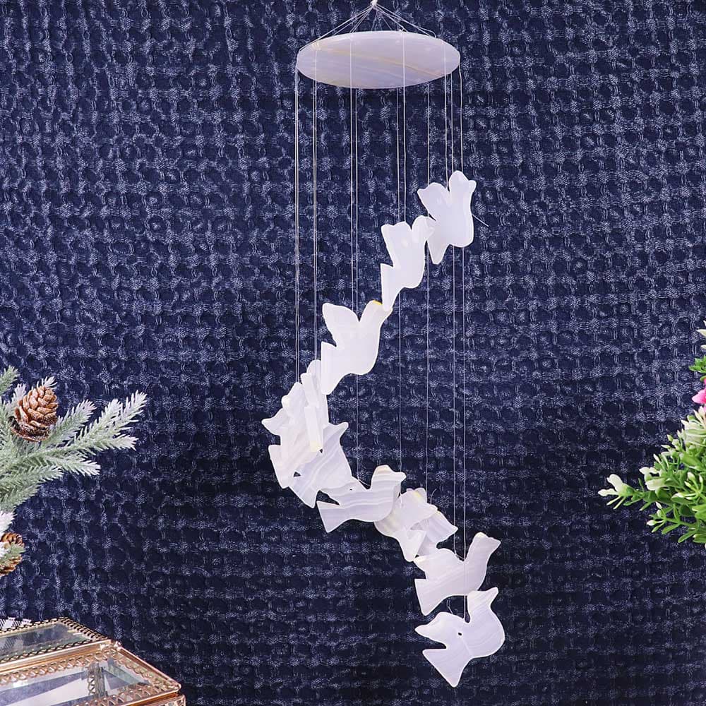 White Onyx Doves Wind Chime