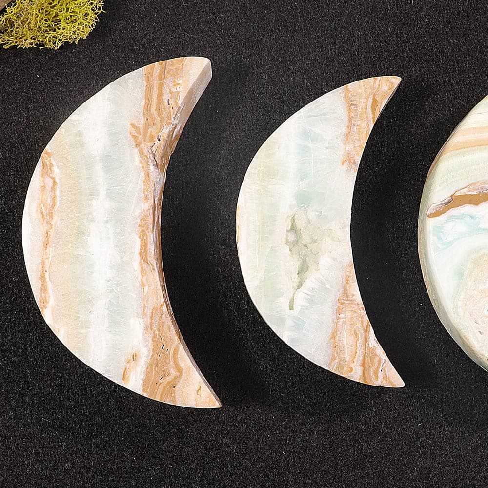 Caribbean Blue Calcite Moons - Caribbean Blue Calcite