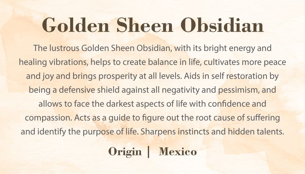 Crystal Information Card - Golden sheen Obsidian